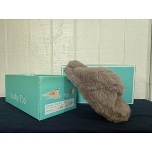 Lucky Top Kids Faux Fur Slippers Lt Taupe Size 10 NEW